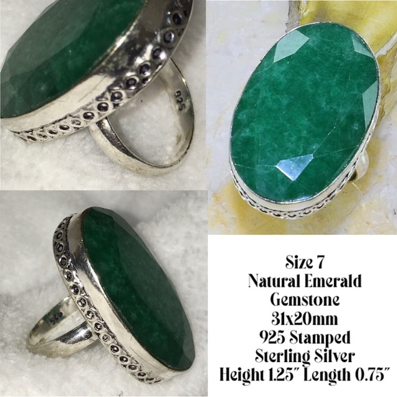 Natural Emerald Gemstone Handmade Minimalist Ring - Picture 2 of 4